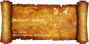 Wohner Antal névjegykártya